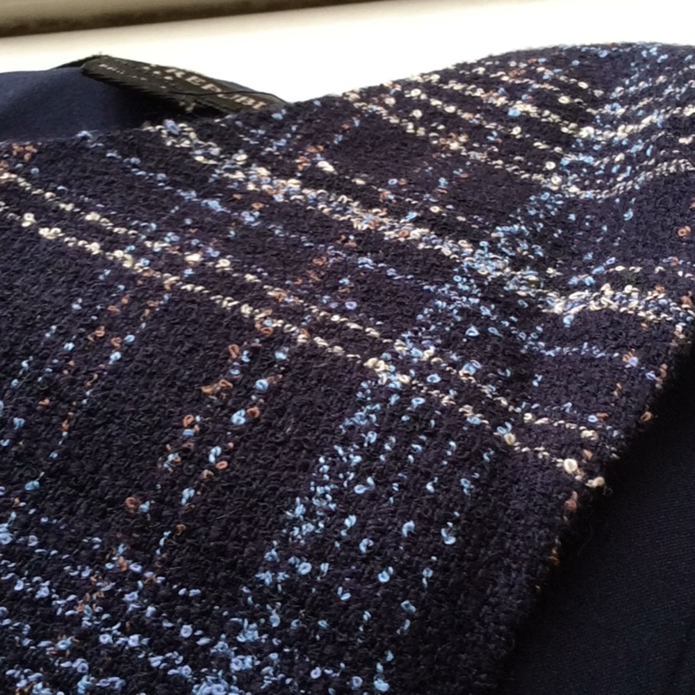 Textured boucle navy plaid dress, with pockets - Picture 4 of 8